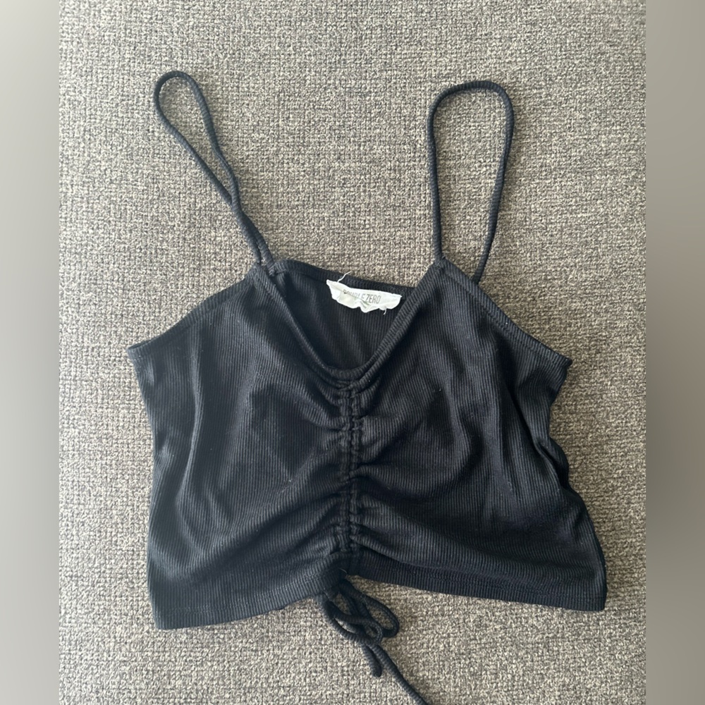 Double Zero Black Ribbed Top